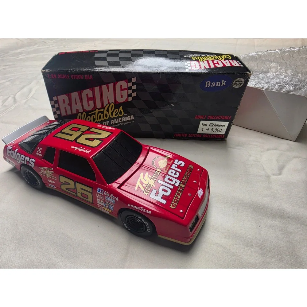 RCCA Tim Richmond Folgers #25 Stock Car Bank 1:24 Red Excellent Limited Edition